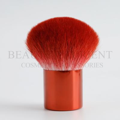 China Red Metalized Handle Kabuki Bronzer Brush Daily Makeup Tools High Performance for sale