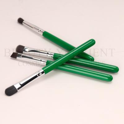 China Green 4pcs Eyeshadow Makeup Brush Set 9.6cm Shinny Silver Ferrule for sale