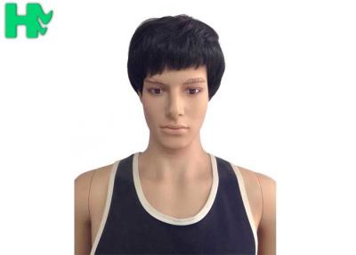 China Double Knot Machine Made Wigs / Dark Brown Short Hair Wigs For Men for sale