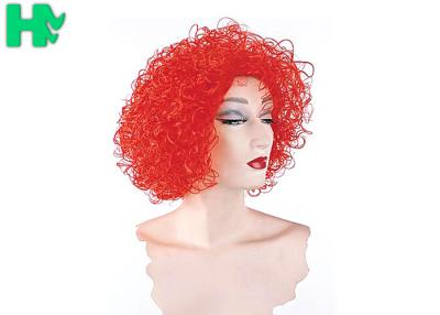 China Kinky Curly Red Color Clown Synthetic Cosplay Wigs Explosive Head Style For Football Fans for sale