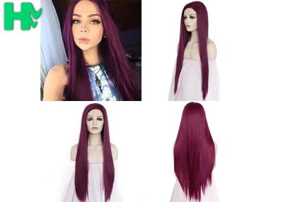 China Cosplay Long Straight Hairnet Wig Synthetic Pure Red Color For Women Wave Party for sale