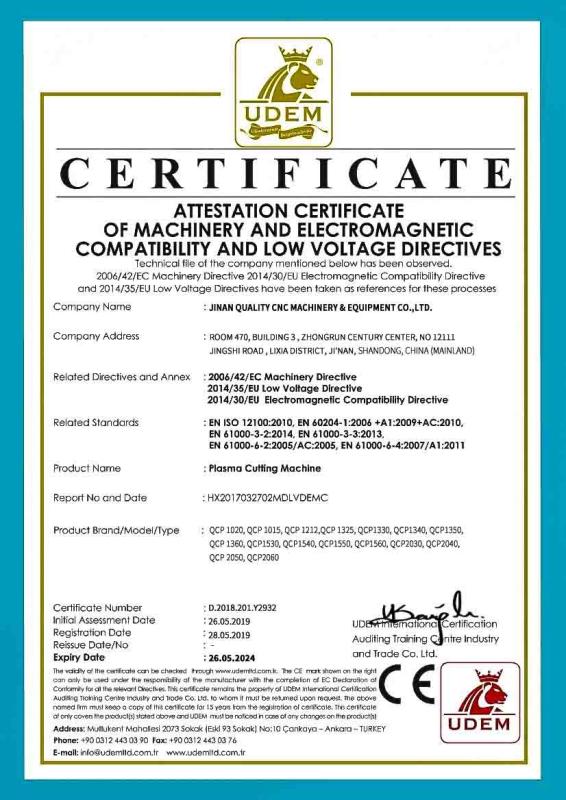 CE - JINAN QUALITY CNC MACHINERY & EQUIPMENT CO.,LTD