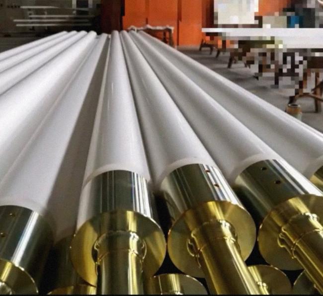 Close-up of ceramic roller surface