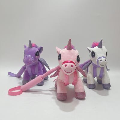 China 20 Cm 3 CLRS Plush Unicorn With Telescopic Rod Educational Stuffed Toys For Kids for sale