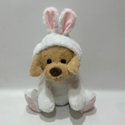 Chine 28CM Plush Toy Puppy Stuffed Animal in White Bunny Costume for Easter à vendre