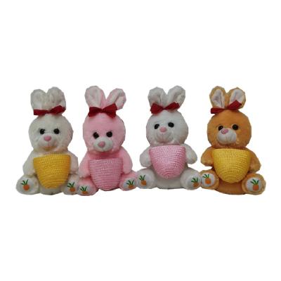 China 0.16M 6.3inch Easter Plush Toy Bunny Rabbit Stuffed Animal Holding Basket for sale