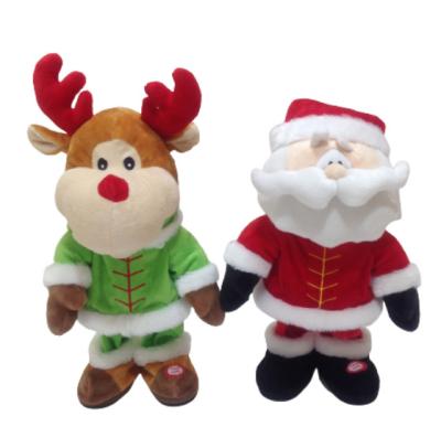 China 31cm 12.2 Inch Singing Dancing Stuffed Animals Father Christmas Soft Toy Reindeer for sale