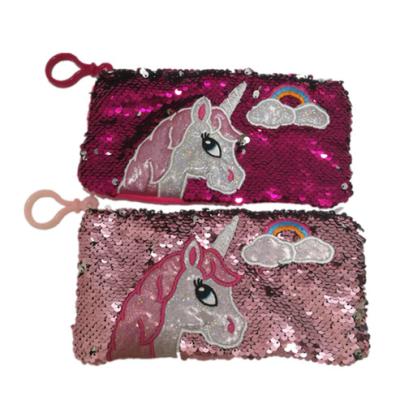 China Inch 7.87 Sequins Embellishment Unicorn Pen Bags Multi Functional Pencil Case EMC for sale