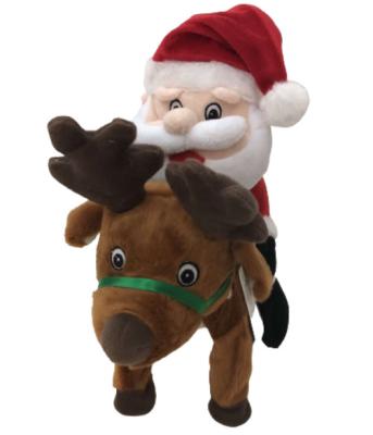 China 0.35M 1.45ft Walking Singing Santa Claus Musical Toy Christmas Moose Stuffed Animal for sale