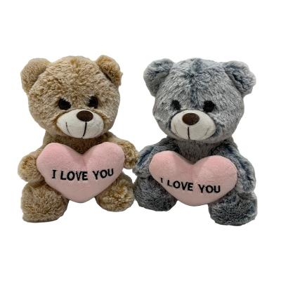 China 18 Cm 2 Colors Plush Bears Toy With Heart For Valentine'S Day Gift for sale