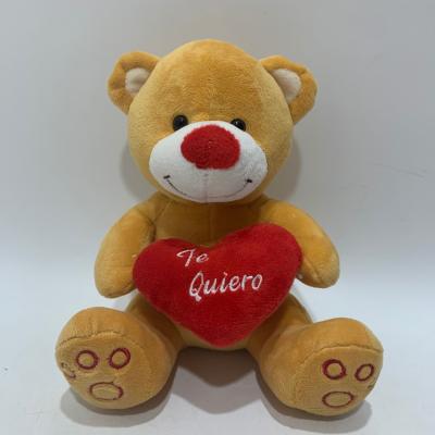Chine Ours jaune de peluche de 20 cm avec l'article mignon de peluche de jouets rouges de coeur pour la Saint-Valentin à vendre