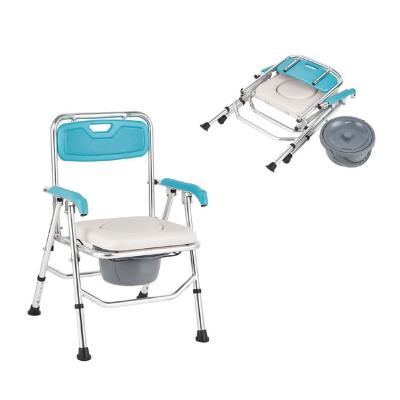 China Durable Medical Equipment Foldable Aluminum Commode Chair With Bedpan for sale