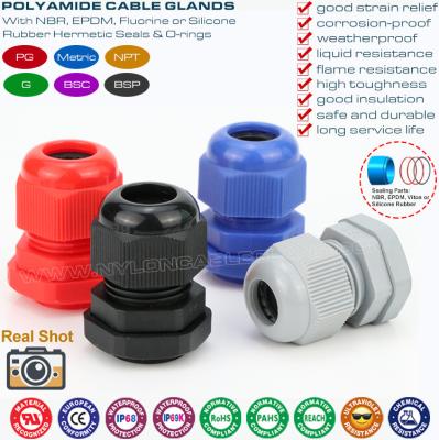 China PG7-PG48 Nylon Adjustable Cable Glands, PG Plastic Compression Glands IP68 Connectors for Electric Equipment for sale