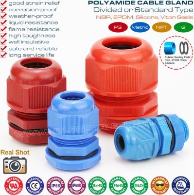 China M12~M63 Non-metallic Cable Glands IP68 Polyamide Nylon Hermetic Gland Connectors with Anti-vibration System for sale