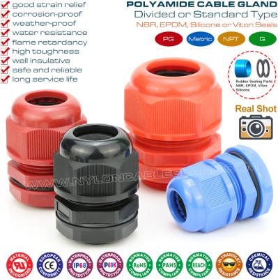 China Waterproof Metric Cable Glands Plastic (Polyamide / Polymer) with IP68 Hermetic Protection for sale
