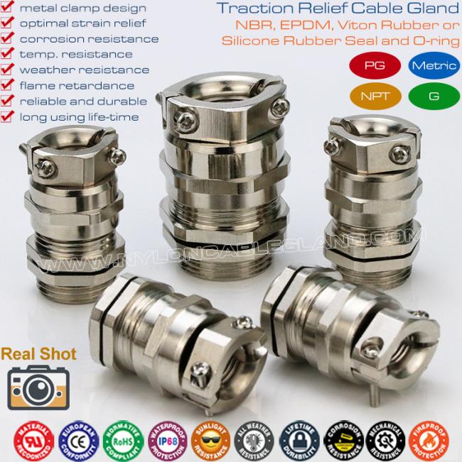 Waterproof IP68 Metal Cable Gland PG7~PG48 / M12~M64 with Strain Reliever (Clamping Device) Waterproof IP68 Metal Cable Gland PG7~PG48 / M12~M64 with Strain Reliever (Clamping Device)
