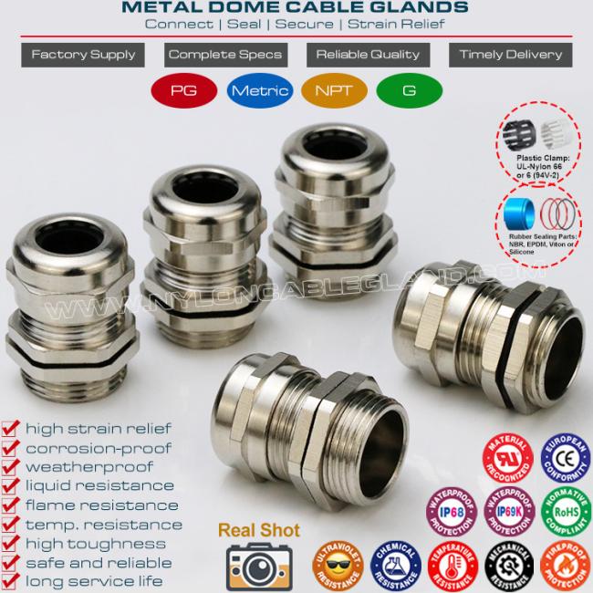 Metal (Brass/Copper) Watertight Straight Cable Glands IP69K/IP68 with PG and Metric Threads Metal (Brass/Copper) Watertight Straight Cable Glands IP69K/IP68 with PG and Metric Threads