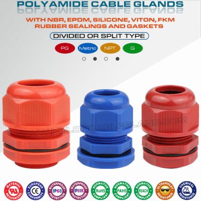 China IP68 Hielo métrico de nylon de poliamida impermeable MG Glándula de cable (tipo dividido) para cajas de control en venta