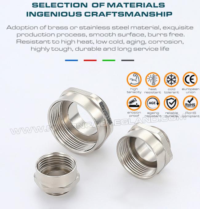 Threaded Hex or Round Enlargers Nickel-plated Brass (Stainless Steel) Male Thread x Female Thread PG7~PG48, M12~M63, NPT3/8~NPT2 and G1/4~G2