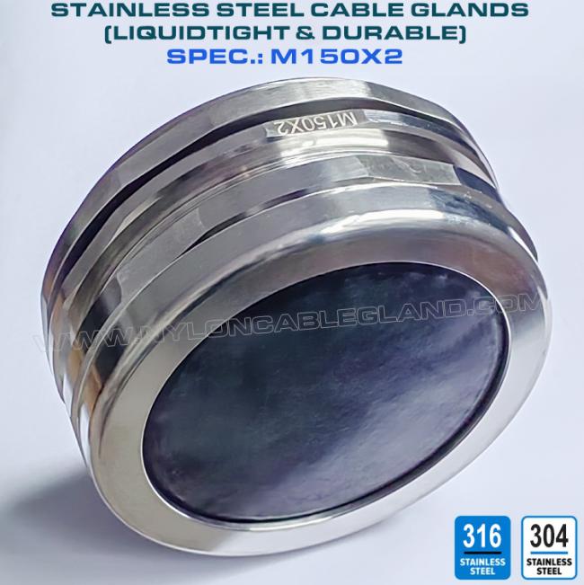 304/316 Stainless Steel Cable Gland M150x2 Waterproof Cable Gland Cord Grip Connector for 110-125mm Cables