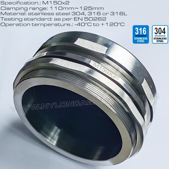 M150x2 Cable Gland Stainless Steel 304/316 for 110~125mm Large Cables