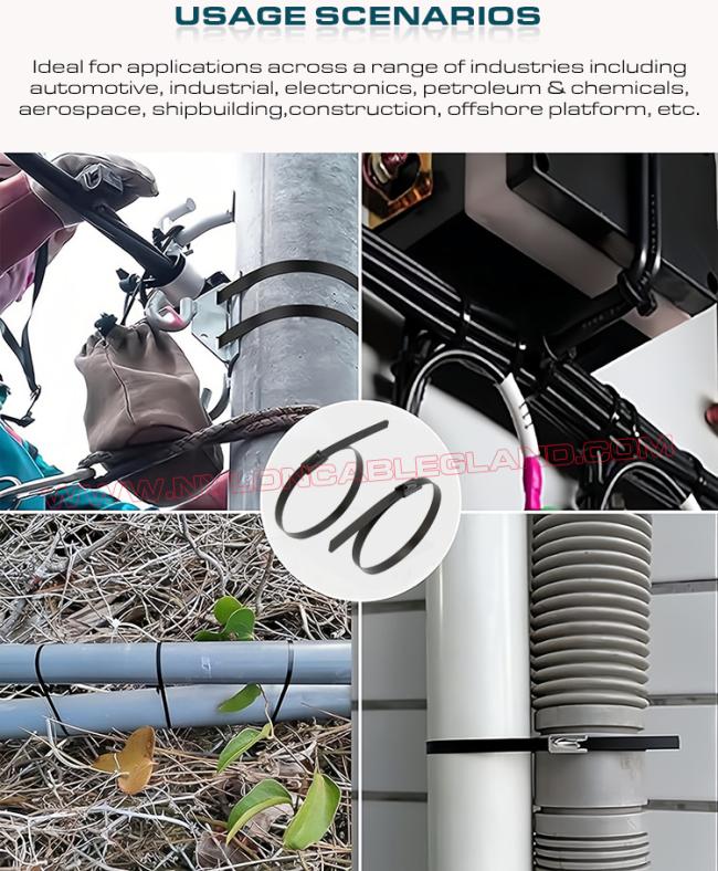 Use scenarios of fully-coated stainless steel cable ties metal cable tie wraps