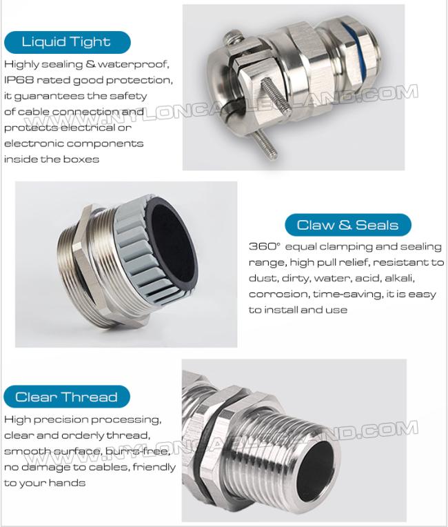 Features of stainless steel traction relief cable glands