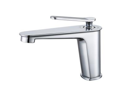 China Spout Vessel Sink Faucets / Tall Bathroom Faucet One Handle Chrome Finish for sale