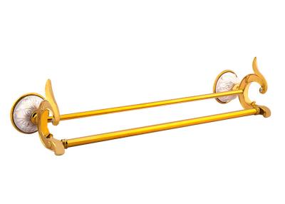 China Gold Double Towel Bar Bathroom Decorations Brass Towel Ring For House for sale