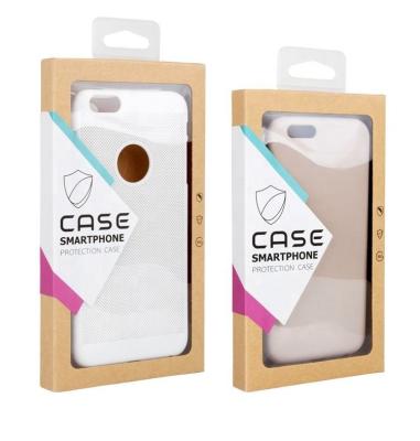 China Phone Case Kraft Paper Box With Window PVC Transparent for sale