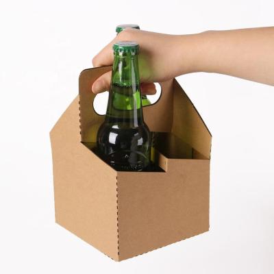 China 4 Pack 6 Pack Foldable  Kraft Paper Packaging Box For Coffe Beer Hot Drink Bottle for sale