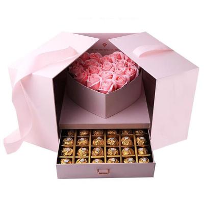 China Big Cube Heart Box With Drawer for Valentine's Day Rose Chocolate for sale