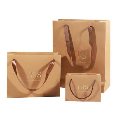 China Fruit Coffee Kraft Paper Shopping Bags Embossing Printing for sale