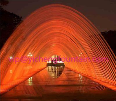 China Rainbow Laminar Jet Water Fountain Equipment With LED Light Make Walking Tunnel for sale