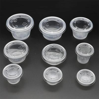 China Spill Proof Stackable Sauce Plastic Cup Round Shape 2 Ounce for sale