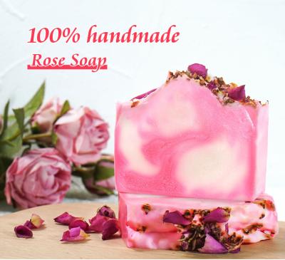 China 100G Fragrance Essential Oil Face Soap Rose Petal Cold Process Soap for sale