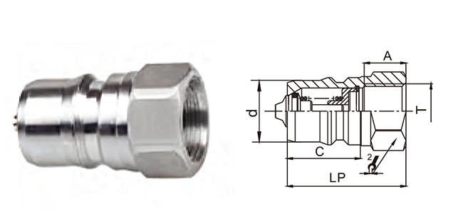 CB-SP-1F-SS male plug with double shut-off valve – ISO 7241-B