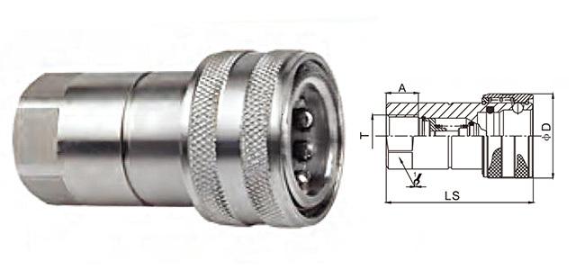 CB-SP-1F-SS female socket – 316 stainless with ball-lock mechanism