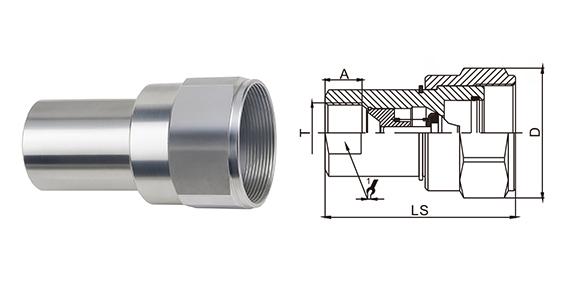 CB-SPS-3FN-BA female sleeve-lock coupler with high-torque ACME thread interface, featuring chrome-plated steel body and vibration-proof manual engagement system.