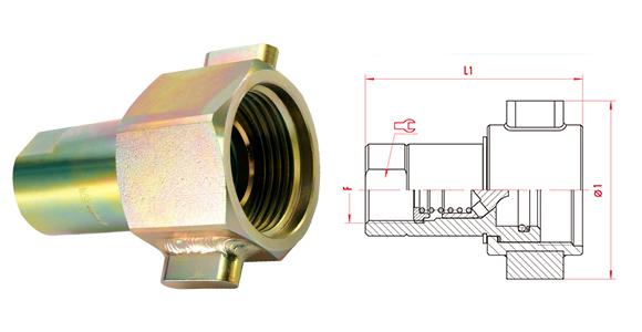 CB-SPS-3FN-W26000 female threaded hydraulic coupling with winged sleeve lock, double shut-off valve and chromate coating, designed for rugged construction and mining use