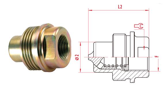 CB-SPS-3FN-W26000 male hydraulic quick coupler with zinc-plated steel body, external trapezoidal thread, and metal-to-metal seal for high-pressure residual connection systems
