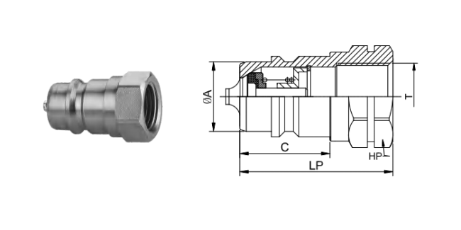 CB-SPM-10F-A ISO 7241-A Stainless Steel Plug Dimensions