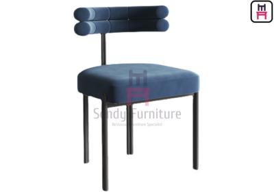 China Tufted Upholstered Velvet Metal Frame Dining Chair No Foldable Without Armrests for sale
