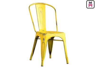 China Antique Finish Metal Restaurant Chairs Arm / Armless Vintage Tolix Counter Stool With Back  for sale