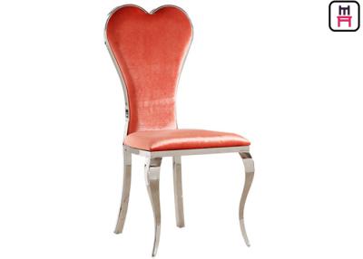 China Velvet Gold / Silver / Chrome Stainless Steel Restaurant Chairs With Red Heart Back for sale