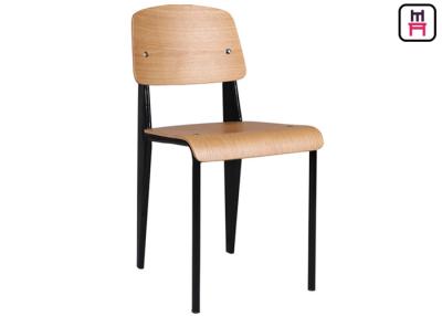 China Nordic Minimalism Metal Restaurant Chairs Leather / Wood Seats Library Style for sale