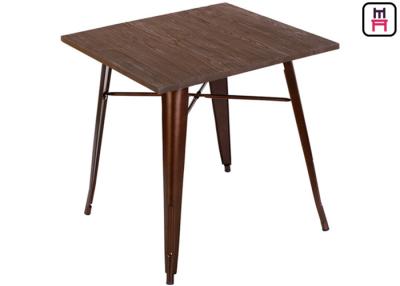 China Quare Counter Height Dining Table , Solid Wood Top Metal Bast Replica Tolix Dining Table  for sale