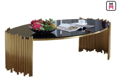 China Forma oval moderada de la mesa de centro superior de cristal del acero inoxidable para el hogar del café en venta