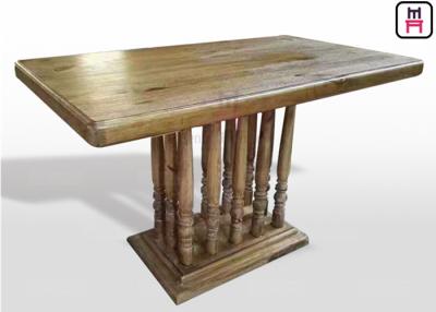 Chine Table de salle à manger de restaurant de rectangle de cru avec la colonne romaine rustique en bois solide à vendre