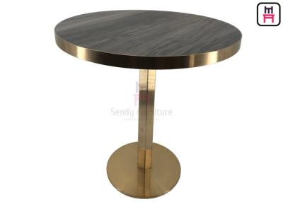 China Round Shape Wood Grain Plywood with Golden Seam Dining Table for sale